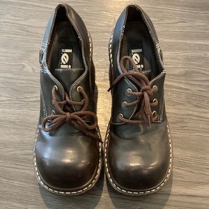 Vintage Y2K Bratz Grung L.e.i. Platform Chunky Lace Up Brown Oxford Shoe